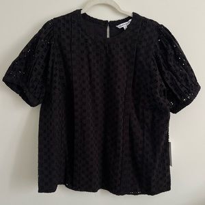 NWT Elizabeth & James Eyelet Puff Sleeve Top